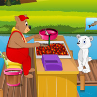 Free online html5 games - Bear Live Fish Fry Shop game 