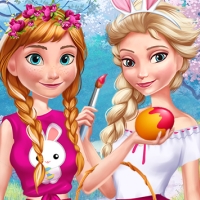 Free online html5 games - Elsa And Anna Easter Fun game 