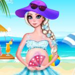 Free online html5 games - Pregnant Elsa Beach Day game 