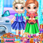 Free online html5 games - Frozen Sisters Washing Toys game 