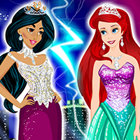 Free online html5 games - Jasmin VS Ariel Fashion Battle game 