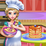 Free online html5 games - Pregnant Elsa Baking Pancakes game 